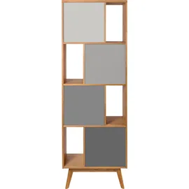 WoodMan Bücherregal WOODMAN "Avon", grau (eiche, grau), Regale, Bücherregal, Höhe 191 cm, Holzfurnier aus Eiche, schlichtes skandinavisches Design
