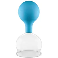 PULOX Schröpfglas aus Echtglas mit Saugball in Blau, 62mm - Medizinische Profi-Schröpfgläser