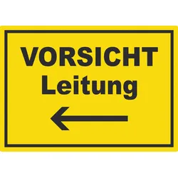 Vorsicht Leitung mit Richtungspfeil links Aufkleber A9 (37x52mm)