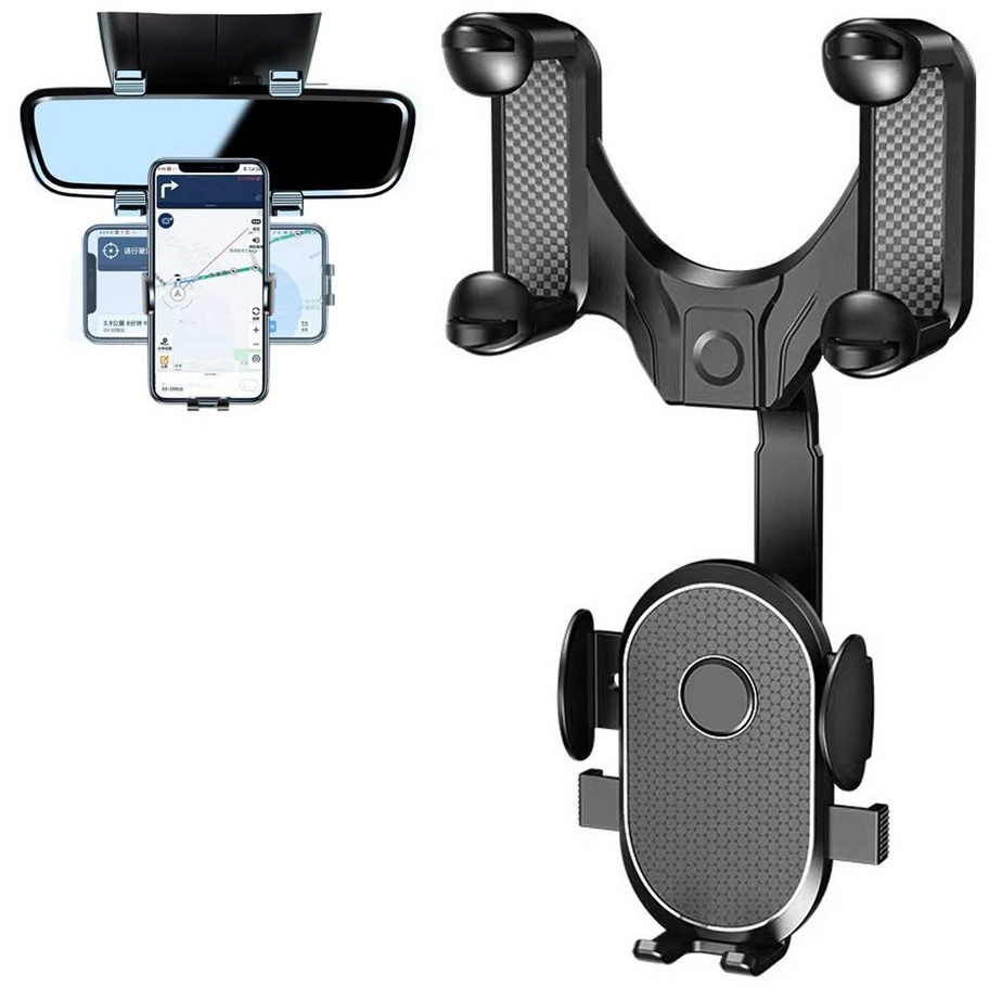 Lubgitsr Handyhalterung Auto, Multifunktionaler Rückspiegel Handyhalterung Smartphone-Halterung, (1-tlg) schwarz