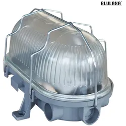 HWH Feuchtraumleuchte BASIS, E27, IP44, Metall-Korb, oval, grau BLU-49792