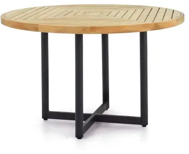 Apple Bee Jakarta Tisch rund 120cm Alu black Teakplatte