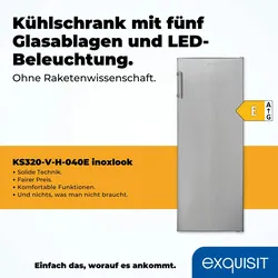 Exquisit Vollraumkühlschrank KS320-V-H-040E inoxlook | 242 l Nutzinhalt | Edelstahloptik