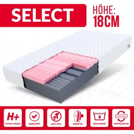 Fdm Select MAX Matratze 90x200 cm Kaltschaum Höhe 18 cm Härtegrad H3 H4 Visco-Schaum Öko-Tex Allergikergeeignet Jersey