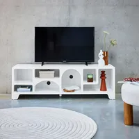 Sweeek Organisches TV-Möbel mit Holzoptik 160cm und 7 Aufbewahrungsnischen