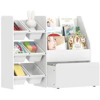 aiyaplay Kinderregal mit 6 herausnehmbaren Boxen 100 x 30 x 80 cm Holzwerkstoff weiß