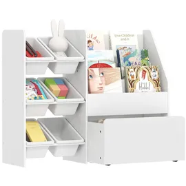 aiyaplay Kinderregal mit 6 herausnehmbaren Boxen 100 x 30 x 80 cm Holzwerkstoff weiß