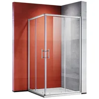 SONNI Eckdusche Duschkabinen Eckeinstieg Doppel Schiebetüren Dusche 70x70 - 120x120, BxT: 80x80 cm, ESG Glas Schnellfreigabefunktion Spritzwasserschutz, Höhe 185 / 195cm 80 cm x 185 cm x 80 cm