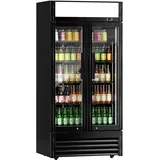 GGM Gastro | GKS630FNN-B | Getränkekühlschrank - 630 Liter - mit 2 Glastüren & Werbedisplay
