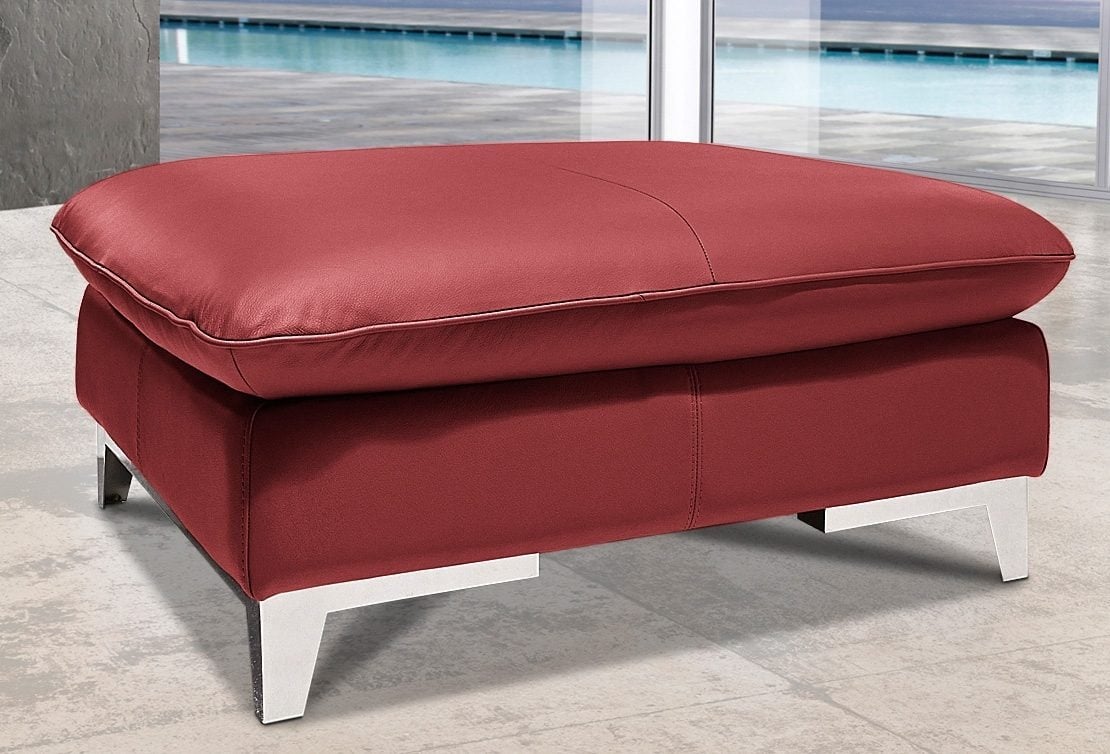 Hocker COTTA "Teresa", rot, B:98cm H:46cm T:98cm, Dickleder, Luxus-Kunstleder, NaturLeder, Hocker