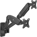 Maclean Brackets Maclean Monitor-Wandhalterung für 2 Monitore | Für 17–32" Flach- & Curved-Bildschirme 2x9 kg | VESA 75x75 & 100x100 | Schwenk-, Neig- & Drehbar | Universal Halterung mit mechanischer Feder MC-988