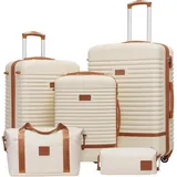 luxuskollektion COOLIFE Koffer-Set 5-tlg. braun/weiß