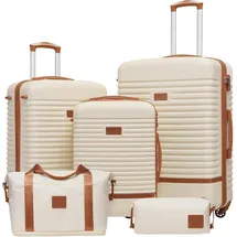 luxuskollektion COOLIFE Koffer-Set 5-tlg. braun/weiß