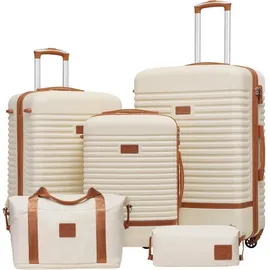 luxuskollektion COOLIFE Koffer-Set 5-tlg. braun/weiß