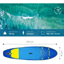 Wattsup SUP Board F10 305 x 81 x 15 cm blau