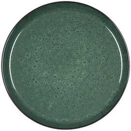 BITZ Teller, Speiseteller, Essteller aus Steinzeug, 27 cm schwarz/grün