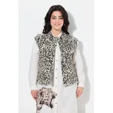 Angel Of Style by Happy Size Angel of Style Steppweste Jeansweste Straight Fit Leo Fransenkanten grau 54