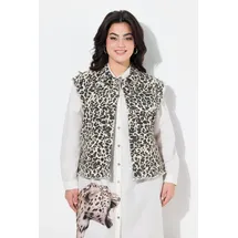 Angel Of Style by Happy Size Angel of Style Steppweste Jeansweste Straight Fit Leo Fransenkanten grau 54