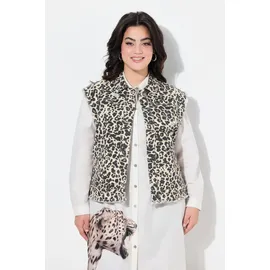 Angel Of Style by Happy Size Angel of Style Steppweste Jeansweste Straight Fit Leo Fransenkanten grau 54