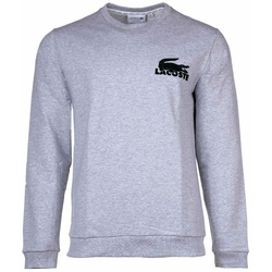 LACOSTE Herren Sweatshirt - Loungewear, Basic, Rundhals, Baumwolle Grau L