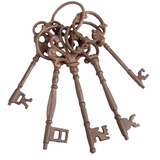 Esschert Design Schlüsselbund mit fünf Schlüsseln aus rötlichem Gusseisen, groß, ca. 6,5 cm x 8 cm x 24,5 cm
