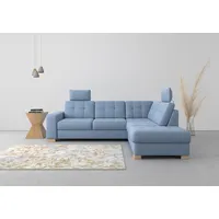 sit&more Ecksofa SIT & MORE "Quincy L-Form", blau, B:249cm H:82cm T:213cm, Sofas, Ecksofa, wahlweise mit Bettfunktion und Bettkasten
