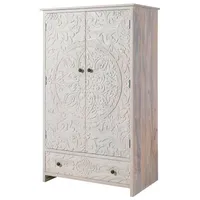 Massivmoebel24 Kleiderschrank Mango 108x64x180 weiß geölt kashmir 106