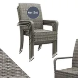 Juskys Yoro Polyrattan Gartenstühle 60 x 56 x 90 cm grau 6er Set