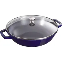 Staub Wok 30 cm rund, Dunkelblau, Gusseisen