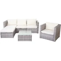 MCW Busto/Brescia Polyrattan Lounge-Set grau/creme