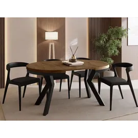 WFL GROUP Runder Ausziehtisch 80-130 x 77 cm dunkelbraun