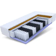 Fdm Voyager Matratze 80x200 cm Taschenfederkern Höhe 24 cm Härtegrad H3 H4 7-Liegezonen Öko-Tex Allergikergeeignet Jersey Bezug Waschbar Kokosfaser-Einlage