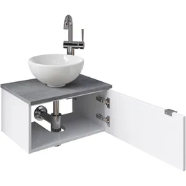 Saphir Waschtisch SAPHIR "Serie 6915 Waschschale mit Unterschrank für Gästebad, Gäste WC", weiß (weiß glanz, oxid dunkelgrau, weiß glanz), B:51cm H:39,8cm T:35cm, Waschtische, Waschtisch, 51 cm breit, 1 Tür, Waschtischplatte, kleine Bäder, ohne Armatur