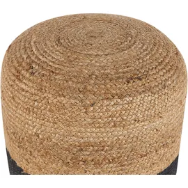 Beliani Pouf DALAMA Jute Schwarz 46 cm Wohnzimmer, Hocker, Poufs