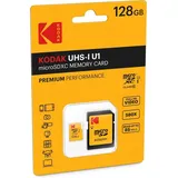 Kodak Premium Performance MicroSDXC-Speicherkarte 128 GB, Klasse 10, mit Adapter