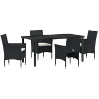 VidaXL 5-teiliges Garten-Essgruppen-Set Schwarz Poly-Rattan