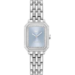 Quarzuhr LACOSTE "LACOSTE PARISIENNE", silberfarben, hellblau, Armbanduhren, Damen, Armbanduhr, Damenuhr, Lederarmband, analog