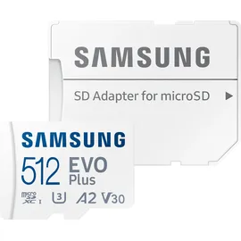 Samsung EVO Plus 2024 R160 microSDXC 512GB Kit, UHS-I U3, A2, Class 10 (MB-MC512SA/EU)