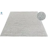 LeGer Home by Lena Gercke Wollteppich Ainhoa, handgewebt, Wolle, rechteckig, Höhe: 12 mm, einfarbig, Wolle, Teppich, Wohnzimmer, Schlafzimmer, Esszimmer grau 60 cm x 90 cm x 12 mm