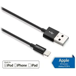 DELEYCON USB-Daten/Ladekabel MK-MK405L für Apple, 2 m, schwarz