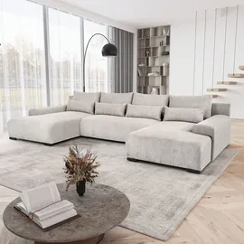 beautysofa Ecksofa BENNY Polyester U-Form 3-Sitzer Beige