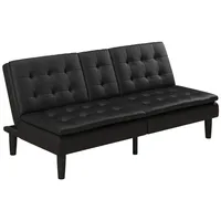 freiraum Schlafsofa Schlafsofa >Manchester< in Braun - 191x81x91 (BxHxT), 3-Sitzer aus PU-Kunstleder, Schwarz - 191x81x91 (BxHxT) schwarz