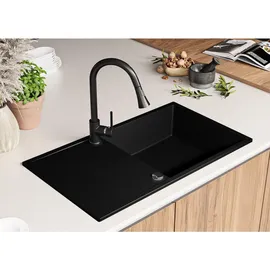 Primagran Ibiza S045 rechts Einbauart Granit schwarz Handbetätigung 900 x 500 mm