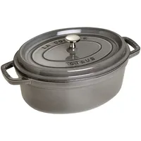 STAUB Cocotte, Gusseisen Bräter, Alle Herdarten inkl Induktion, Oval 31 cm, 5,5 L, Graphit-Grau