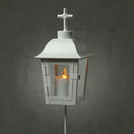 MARELIDA Grablaterne mit weißer LED Kerze mit 2 wechselbaren Spitzen/Erdspieß...
