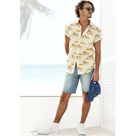Beachtime Hawaiihemd »Regular fit«, Kurzarm, Freizeithemd mit Palmenprint, reine Baumwolle, Gr. S (37/38) N-Gr, gelb-bedruckt, , 67866348-S N-Gr