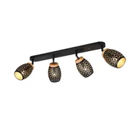 RL Deckenleuchte Wohnzimmerlampe Flurleuchte Schwarz-Gold Metall E14 4-flammig B