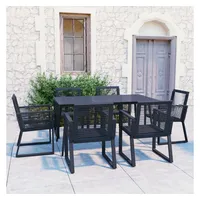 vidaXL Garten-Essgruppe 7-tlg. Tisch 150 x 80 cm schwarz 3060216