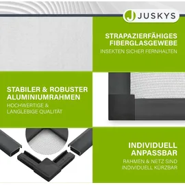 Juskys Fliegenschutzgitter mit Aluminiumrahmen 80 x 100 cm anthrazit