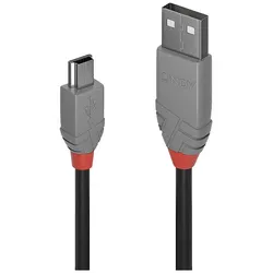 LINDY USB-Kabel USB 2.0 USB-A Stecker, USB-Mini-B Stecker 0.20 m Schwarz  36720